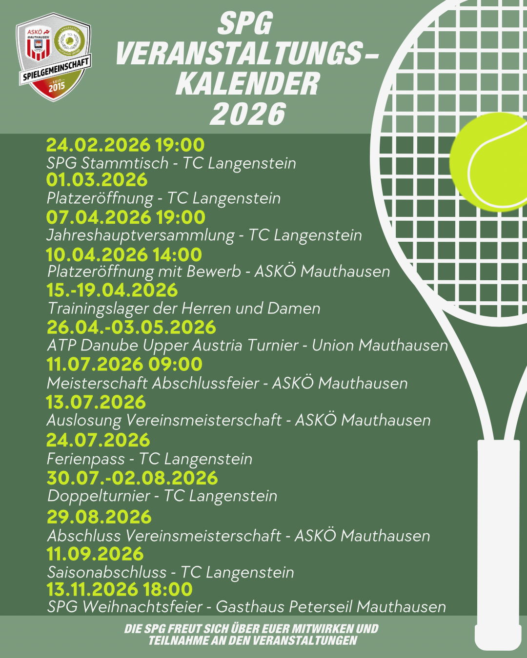 SPG Veranstaltungskalender 2026